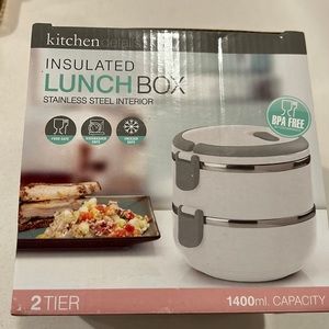Lunch box, stainless steel interior. 2 tiers. New, never used. Still in the box